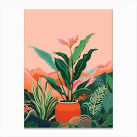 Boho Plant Painting Cast Iron Plant Canvas Print