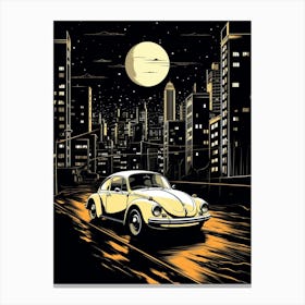 Volkswagen Beetle City Illustration 4 Canvas Print