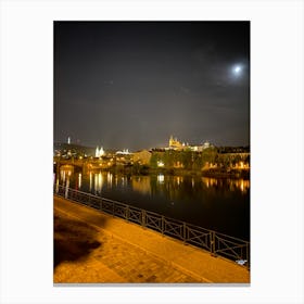 Prague At Night Photo Canvas Print