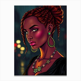 Black Girl In The Rain Canvas Print