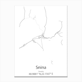 Snina,Slovakia Minimalist Map Canvas Print