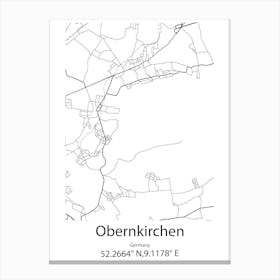 Obernkirchen,Germany Minimalist Map Canvas Print