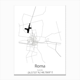 Roma,Australia Minimalist Map Canvas Print