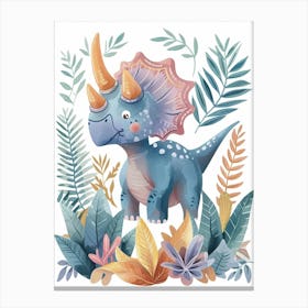 Pastel Watercolour Protoceratops Dinosaur  2 Canvas Print