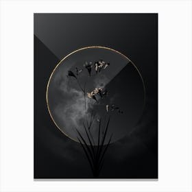 Shadowy Vintage Freesia Botanical on Black with Gold n.0036 Canvas Print