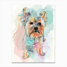Yorkshire Terrier Dog Pastel Line Painting 1 Canvas Print