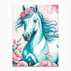 Floral Horse Painting (30) Canvas Print