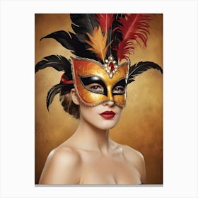 A Woman In A Carnival Mask (27) Canvas Print