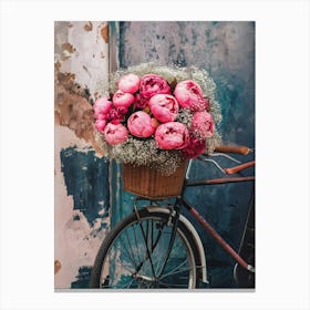 Peonies On A Bicycle Canvas Print