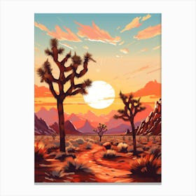 Joshua Tree At Sunset In Nat Viga Style (4) Canvas Print