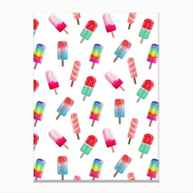 Watercolored Popsicle Pattern Canvas Print