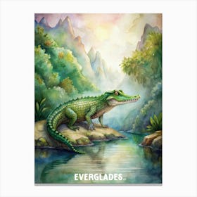 Everglades Crocodile National Park Watercolor Painting Canvas Print