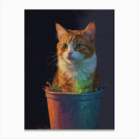 Cat In Pot 2 Canvas Print