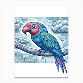 Pluto Parrot On A Branch Canvas Print