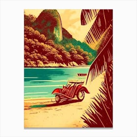 Koh Kood Thailand Vintage Sketch Tropical Destination Canvas Print