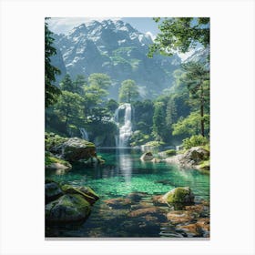 Waterfall In The Mountains 2 Canvas Print