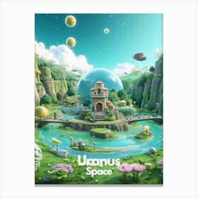 Uranus Travel Poster Bubble Planet Canvas Print