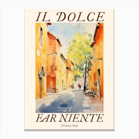 Il Dolce Far Niente Ferrara, Italy Watercolour Streets 2 Poster Canvas Print