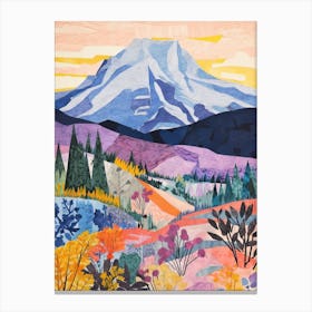Mount Rainier United States 4 Colourful Mountain Illustration Canvas Print