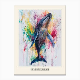 Humpback Whale Colourful Watercolour 4 Poster Canvas Print