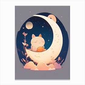 Full Moon Kawaii Kids Space Canvas Print
