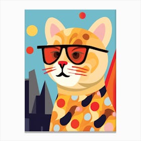 Little Mountain Lion 3 Wearing Sunglasses Canvas Print