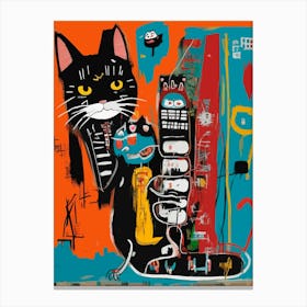 Cat On A Telephone Canvas Print
