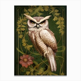 Artistic Owl Vines Plants Flower Decoration Ornate Formal Gothic Decorative Canvas Print