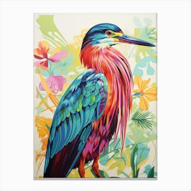 Colourful Bird Painting Green Heron 1 Canvas Print