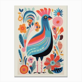 Colourful Scandi Bird Chicken 4 Canvas Print