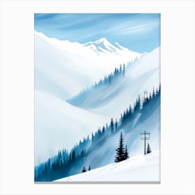 Diagonal Pistes Mountain Valley Ice Cold Morning Brisk Blue Sky Canvas Print