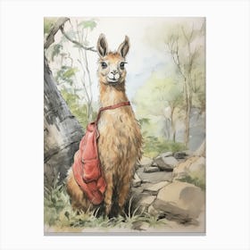 Storybook Animal Watercolour Llama 2 Canvas Print