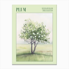Plum Tree Atmospheric Watercolour Painting 2 Poster Canvas Print