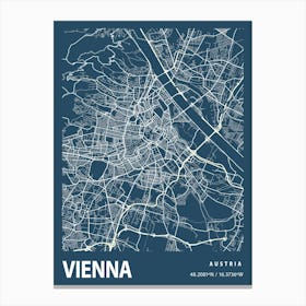 Vienna Blueprint City Map 1 Canvas Print