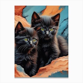 Two Black Kittens 1 Canvas Print