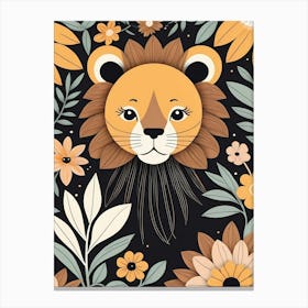 Floral Cute Baby Lion Nursery (32) Canvas Print