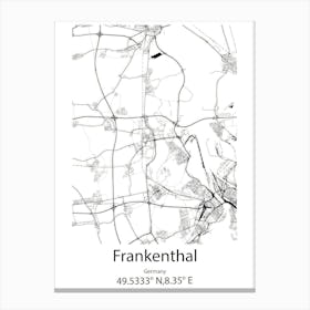 Frankenthal,Germany Minimalist Map Canvas Print