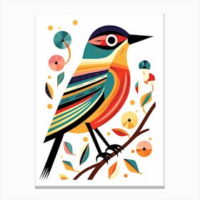 Colourful Geometric Bird Cuckoo 2 Canvas Print