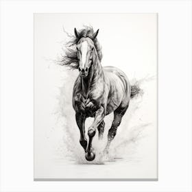 A Horse Painting In The Style Of Stippling 1 Canvas Print