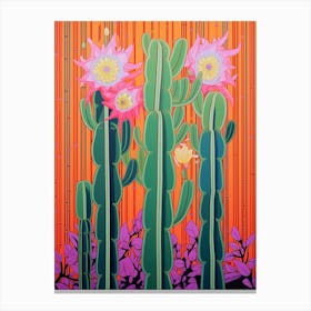 Mexican Style Cactus Illustration Ladyfinger Cactus 1 Canvas Print