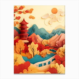 Beautiful Landscape Paper Craft Style 1 Canvas Print