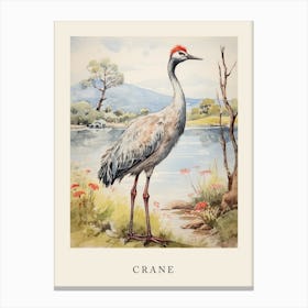 Beatrix Potter Inspired  Animal Watercolour Crane 3 Canvas Print