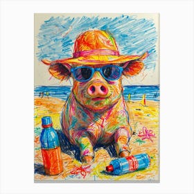 Pig On The Beach 2 Canvas Print