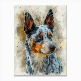Australian Shepherd Dog Watercolor Painting 5 Canvas Print