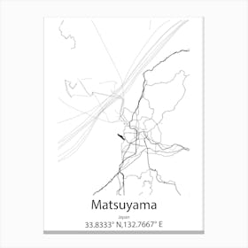 Matsuyama,Japan Minimalist Map Canvas Print