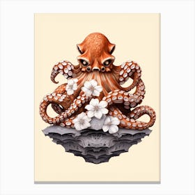 Coconut Octopus Illustration 14 Canvas Print