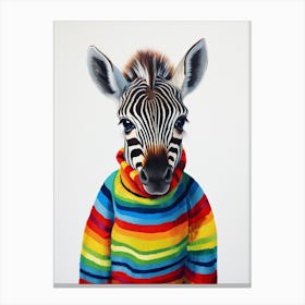 Baby Animal Wearing Sweater Zebra 3 Canvas Print
