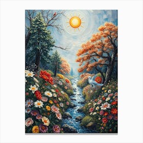 Sun And Flowers Canvas Print