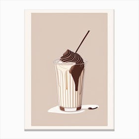 Chocolate Milkshake Dairy Food Minimal Line Drawing Canvas Print