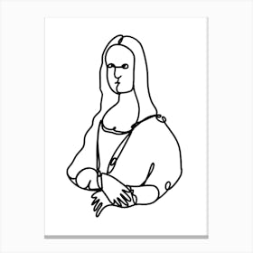 Mona Lisa Monoline Drawing Illustration Canvas Print